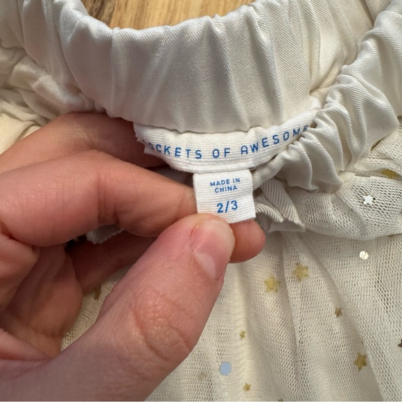 Rockets of Awesome Girls Cream Tulle Star Sequin Tutu Skirt Size 2/3 - Picture 3 of 5